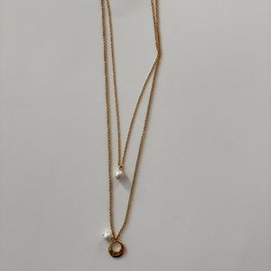 Ann Taylor double strand necklace drop pearls